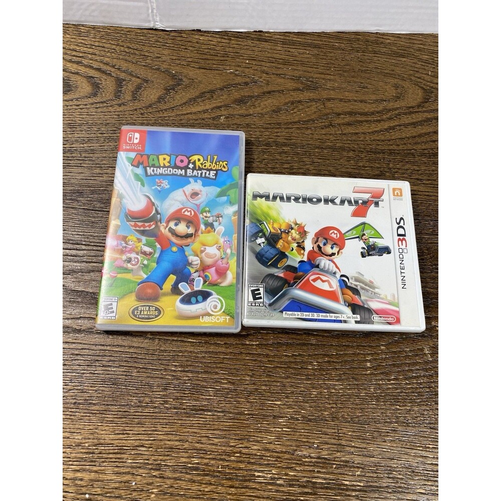 Lot Of 2 Case Only Mario Kart 7 Nintendo 3DS/Mario Rabbids Kingdom Battle Switch